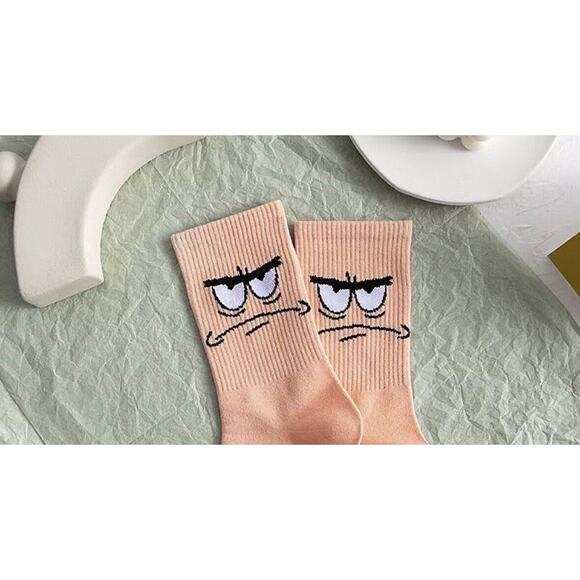 SpongeBob SquarePants Crew Socks Unisex One Size Peach Patrick Star Ribbed - Picture 2 of 3